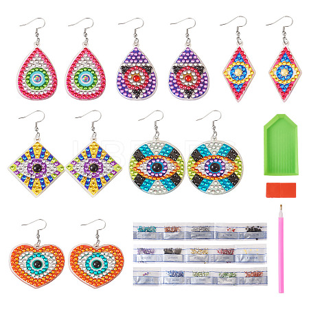 DIY Diamond Acrylic Evil Eye Theme Earrings Kit DIY-TA0005-71-1