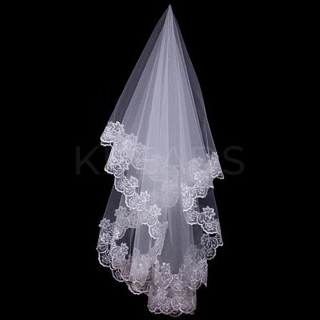 Mesh Tulle Lace Flower Bridal Veils HULI-PW0002-021-1