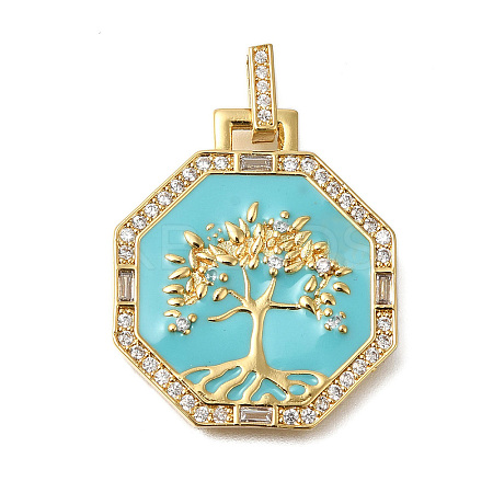 Rack Plating Brass Micro Pave Cubic Zirconia Pendants ZIRC-F142-20G-01-1