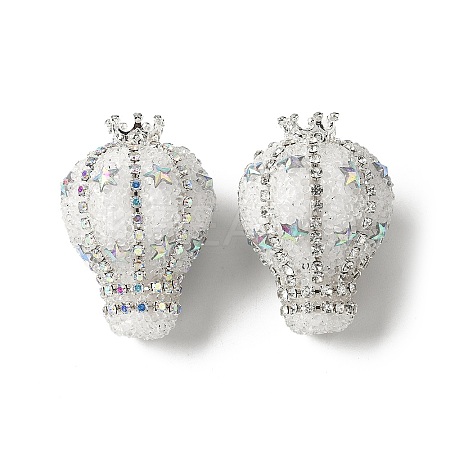 Crown Hot Air Balloon Acrylic Rhinestone Beads OACR-S048-03D-1