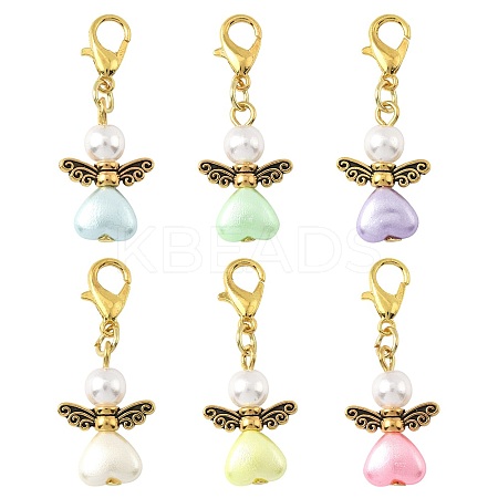 32Pcs Angel Imitation Pearl Acrylic with Alloy Pendant Decorations HJEW-FS00040-02-1