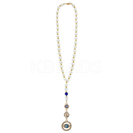 Imitated Pearl Acrylic & Alloy Pendant Decorations HJEW-MA00035-1
