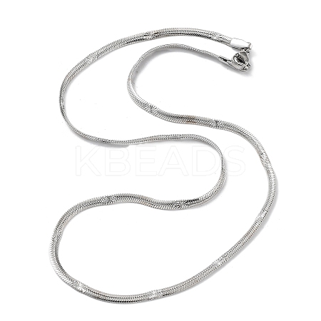 Non-Tarnish 304 Stainless Steel Flat Snake Chain Necklaces for Women NJEW-D058-05P-1