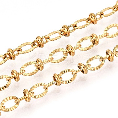 304 Stainless Steel Textured Oval Link Chains CHS-N005-06A-G-1