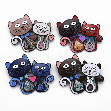 Double Cat Enamel Pin JEWB-N007-028-FF-1