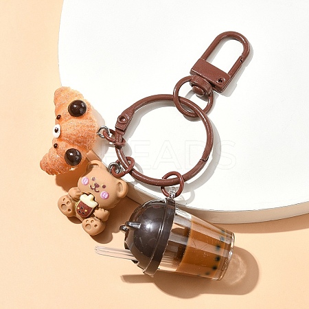 Milk Tea Cup Resin Pendant Decoration HJEW-YW00053-04-1