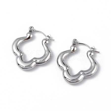 304 Stainless Steel Flower Hoop Earrings for Women EJEW-I284-13P-1