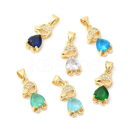 Real 16K Gold Plated Brass Micro Pave Cubic Zirconia Pendants ZIRC-L103-050G-1