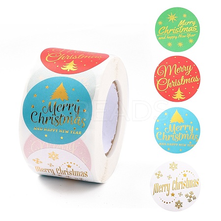 Christmas Themed Flat Round Roll Stickers LS-DIY-B045-17B-1
