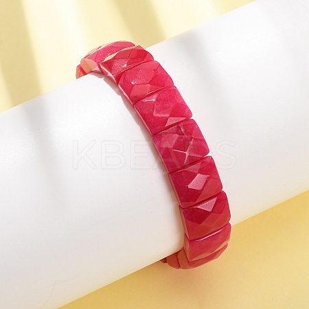 Dyed Natural White Jade Beaded Stretch Bracelets for Unisex G-K303-02P-02-1