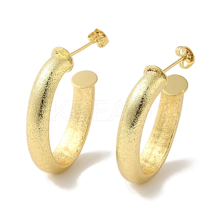 Rack Plating Texture Oval Brass Stud Earrings EJEW-P272-07G-1