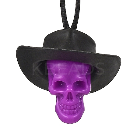 Halloween Skull Plastic Pendant Necklaces NJEW-S006-01B-1