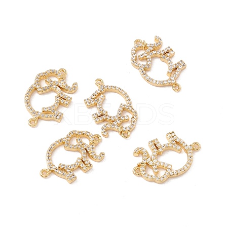 Brass Micro Pave Clear Cubic Zirconia Connector Charms KK-G421-03G-1