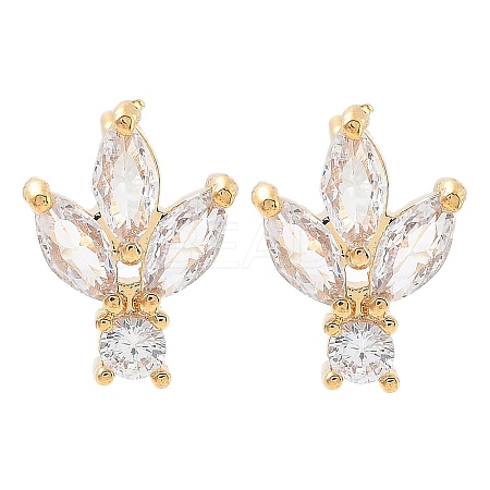 Brass Clear Cubic Zirconia Stud Earring Findings LS-KK-A238-02B-G-1
