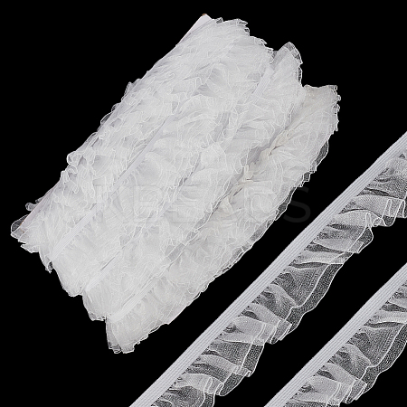 Polyester Pleated Elastic Lace Trim DIY-WH0656-82A-1