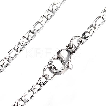 Tarnish Resistant 304 Stainless Steel Figaro Chain Necklaces STAS-F034-06P-1