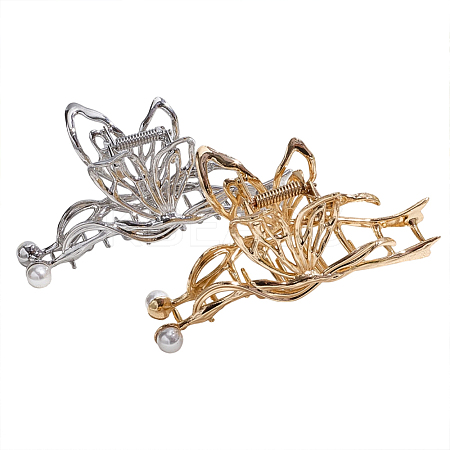 2Pcs 2 Colors Metal Claw Hair Clips AJEW-DJ0001-25-1
