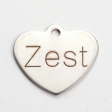 Non-Tarnish 201 Stainless Steel Heart Pendants STAS-L165-C18-1