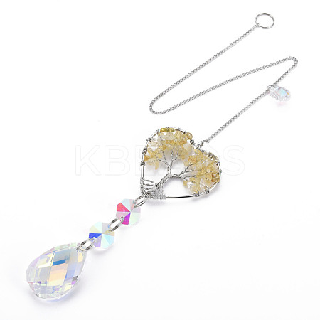 Natural Yellow Quartz Big Pendants G-N333-008A-1