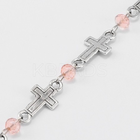 Handmade Rondelle Glass Beads Chains for Necklaces Bracelets Making AJEW-JB00076-04-1