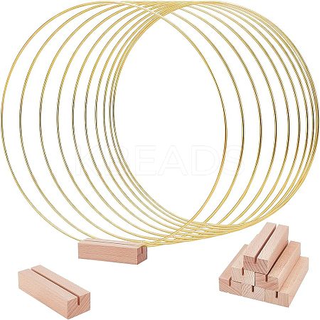 Iron Craft Hoop and Wood Pedestal Kit DIY-WH0343-71-1