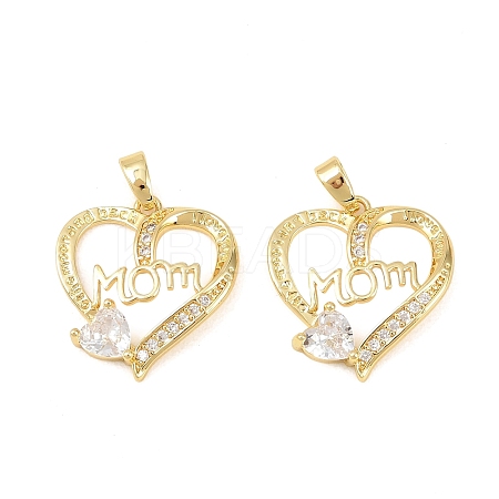 Mother's Day Brass Micro Pave Clear Cubic Zirconia Pendants KK-F931-20A-G-1