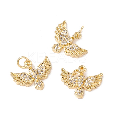 Brass Micro Pave Clear Cubic Zirconia Charms KK-G415-31G-1