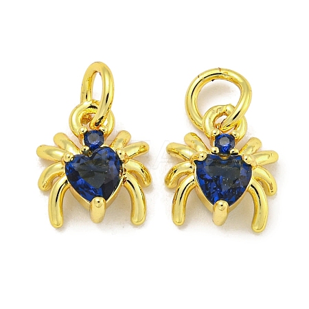Rack Plating Brass Micro Pave Cubic Zirconia Spider Charms ZIRC-I065-02D-1