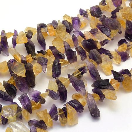 Rough Raw Natural Citrine and Amethyst Beads Strands G-K202-24-1