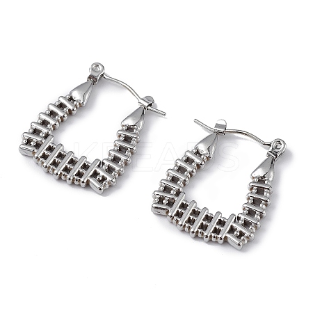 304 Stainless Steel Rectangle Hoop Earrings for Women EJEW-I284-03P-1