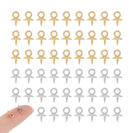 80Pcs 2 Colors 304 Stainless Steel Screw Eye Pin Peg Bails STAS-UN0056-71-1