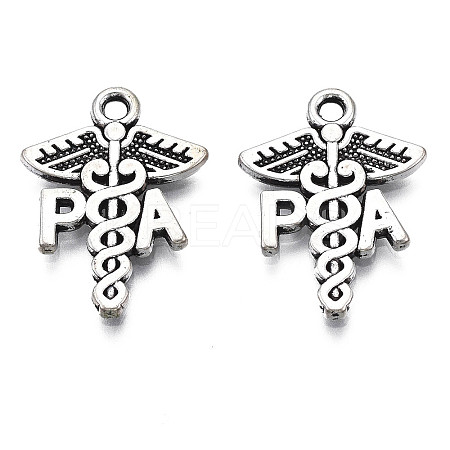Tibetan Style Alloy PA Caduceus Medical Symbol Pendants TIBEP-N008-135-1