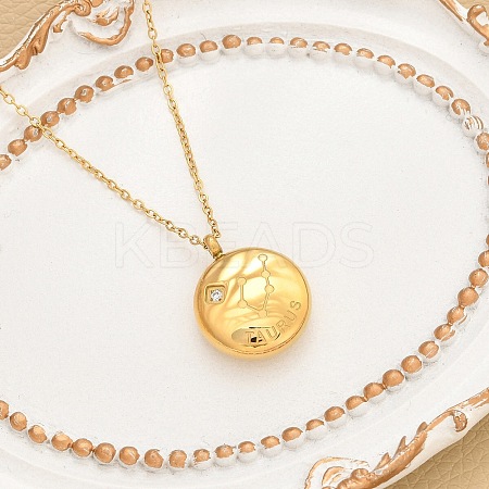 304 Stainless Steel Clear Cubic Zirconia Constellation Pendant Necklaces NJEW-R021-02G-12-1