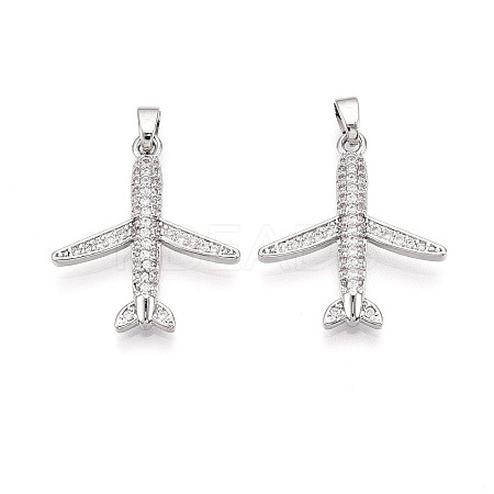 Brass Micro Pave Cubic Zirconia Pendants KK-T070-83P-1