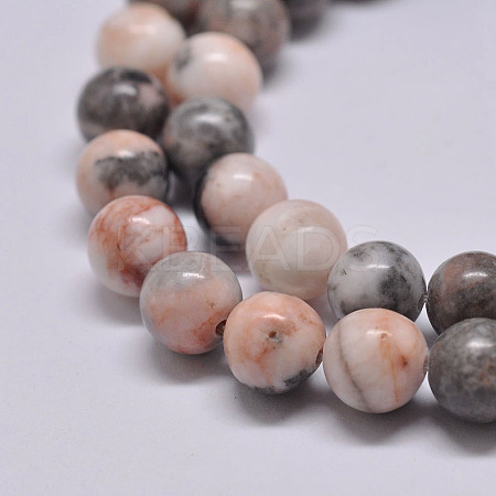 Natural Pink Zebra Jasper Beads Strands G-P231-01-10mm-1
