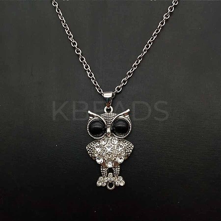 Alloy Jet Rhinestone Cute Creative Owl Pendant Necklaces for Women OA8083-1