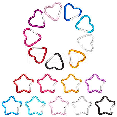 18Pcs 18 Styles Aluminum Alloy Rock Climbing Carabiners AJEW-AN0007-15-1