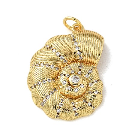Brass Micro Pave Clear Cubic Zirconia Pendants KK-U046-02G-01-1