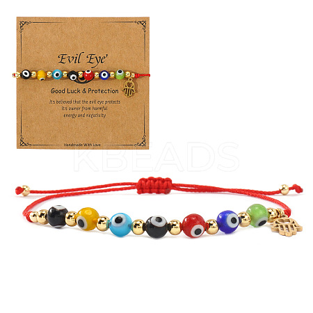 Adjustable Synthetic Fibers with Brass Beaded Red String Bracelets SH4901-2-1