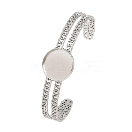 304 Stainless Steel Blank Cuff Bangle Bases with Flat Round Tray SA-CBA82C8-05B-P-1