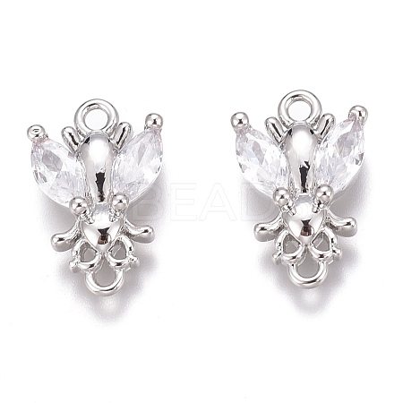 Brass Micro Pave Clear Cubic Zirconia Charms ZIRC-O035-24P-1