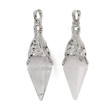 Natural Quartz Crystal Faceted Bicone Big Pendants G-Z101-03P-05-1