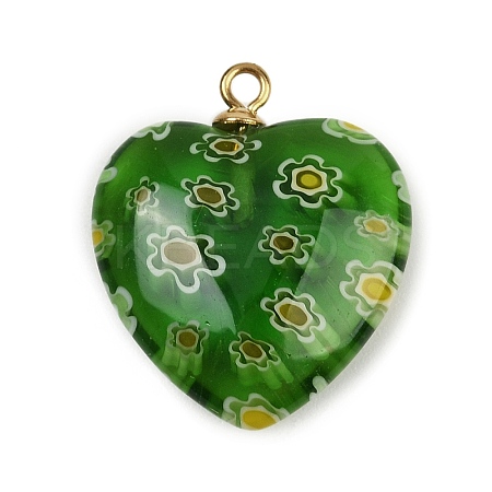 Handmade Millefiori Lampwork Heart Pendants LS-LAMP-L080-01P-04-1