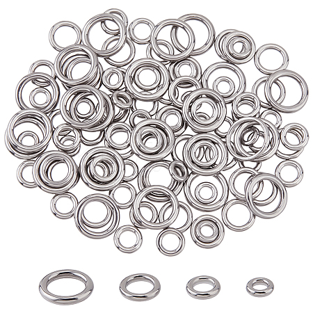 100Pcs 4 Styles 304 Stainless Steel Linking Rings STAS-DC0017-19-1