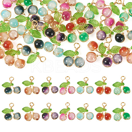 28Pcs 7 Colors Crackle Baking Paint  Glass Pendants PALLOY-TAC0185-1