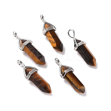 Natural Tiger Eye Pointed Pendants G-K329-43P-1