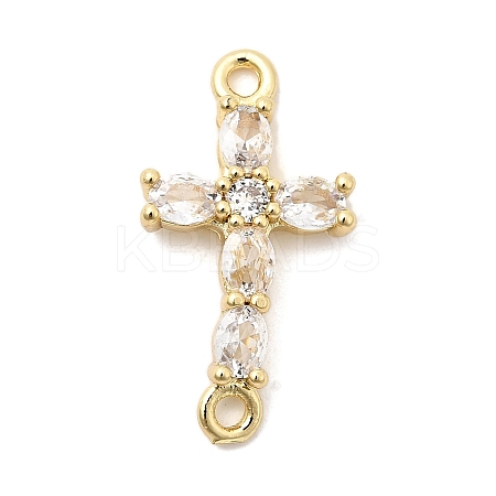 Brass Pave Clear Cubic Zirconia Connector Charms KK-H529-39A-G-1