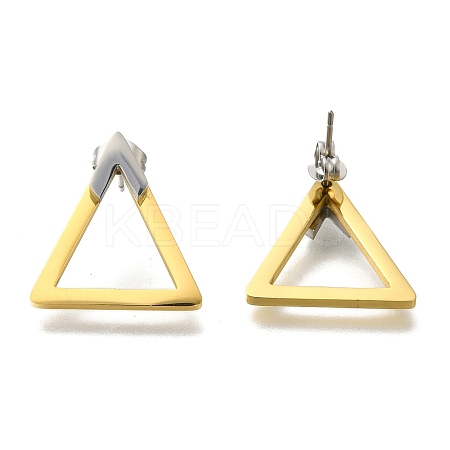 Ion Plating(IP) 304 Stainless Steel Hollow Triangle Stud Earrings EJEW-C118-05B-1