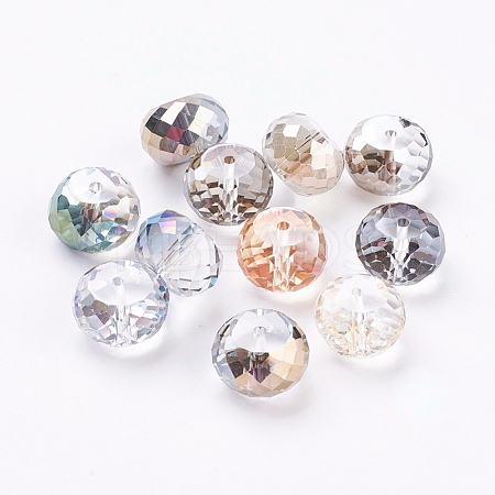Rainbow Plated Faceted Rondelle Electorplated Glass Beads X-EGLA-E005-M-1