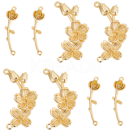 8Pcs 2 Styles  Brass Connector Charms KK-BBC0015-39-1